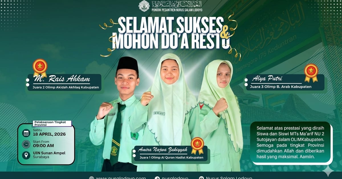 MTs Ma'arif NU 2 Sutojayan Borong Tiket Final OLIMPABA 2026, Siap Berlaga di UINSA Surabaya! | Nusalodoyo