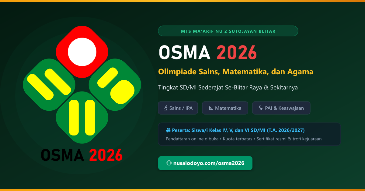 OSMA 2026 — Olimpiade Sains, Matematika, & Agama | MTs Ma'arif NU 2 Sutojayan